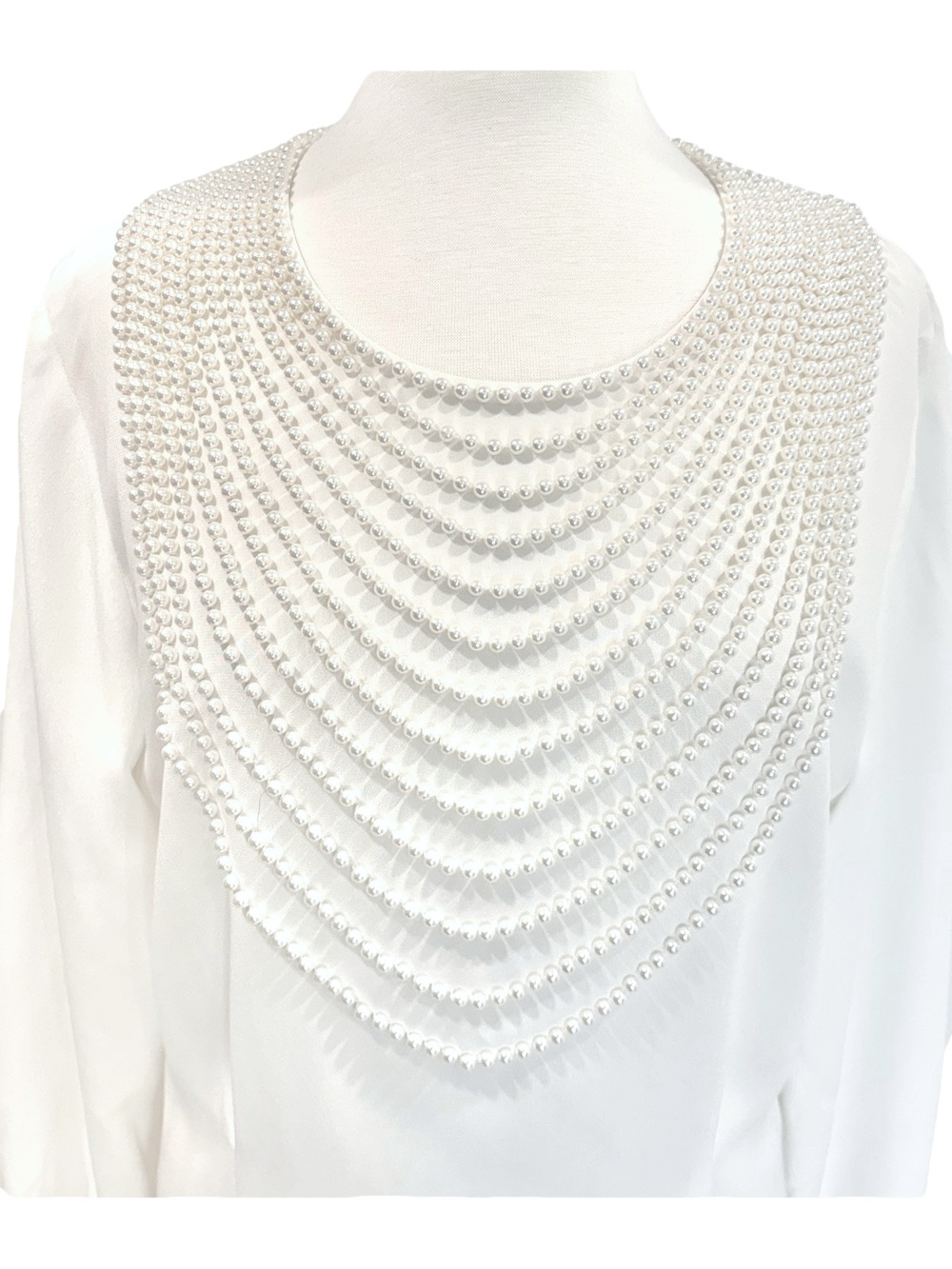 Simon Chang ivory pearl blouse